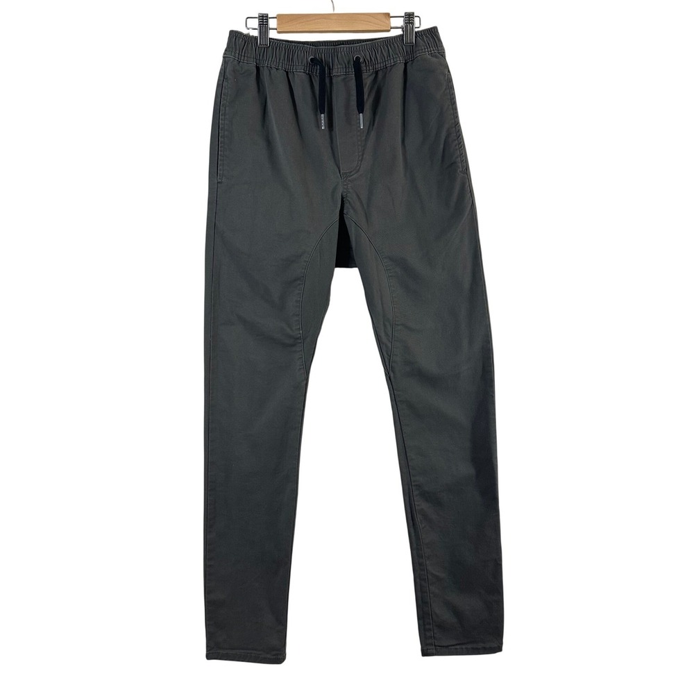 Zanerobe Men's Pants Gray Cotton Pockets Drawstring Logo Sure Shot Chino Size 29